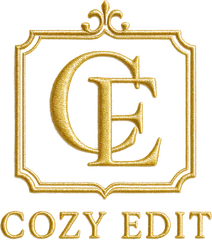 The Cozy Edit gold monogram logo